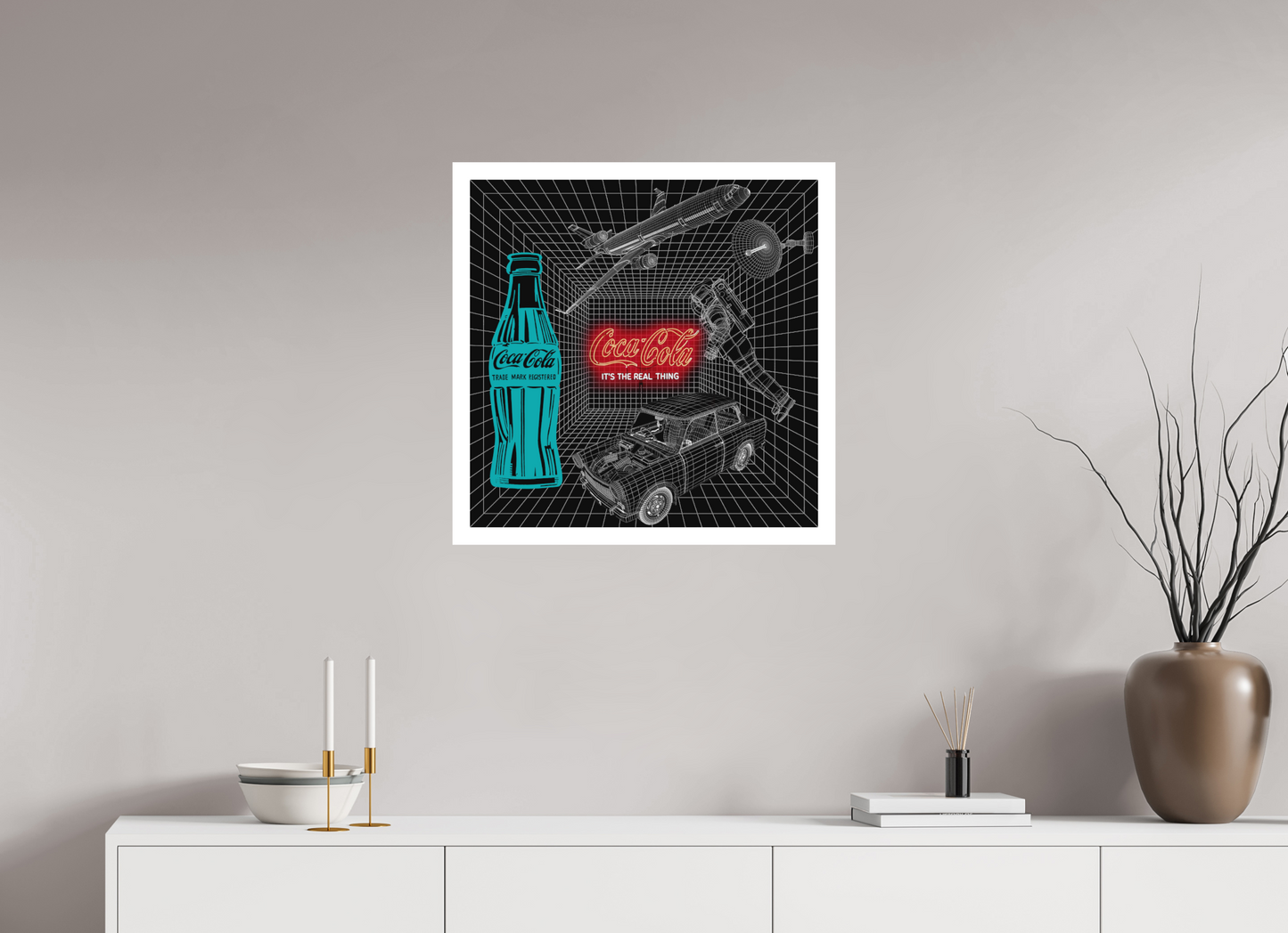 It's The Real Thing ( Coca Cola ). Neon digital print by artist Louis Sidoli. Available to purchase at Iconic Galleries.