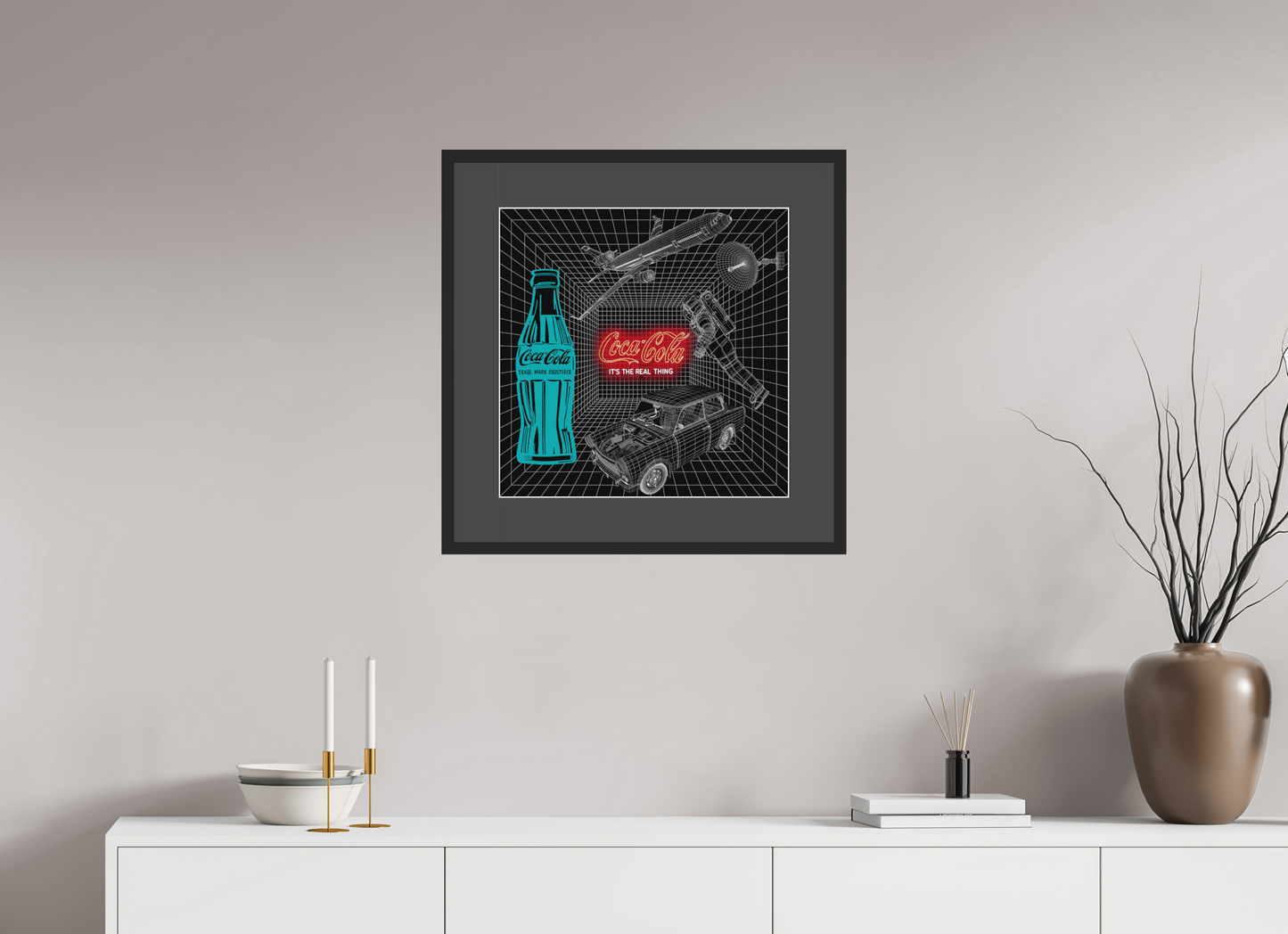It's The Real Thing ( Coca Cola ). Neon digital print by artist Louis Sidoli. Available to purchase at Iconic Galleries.