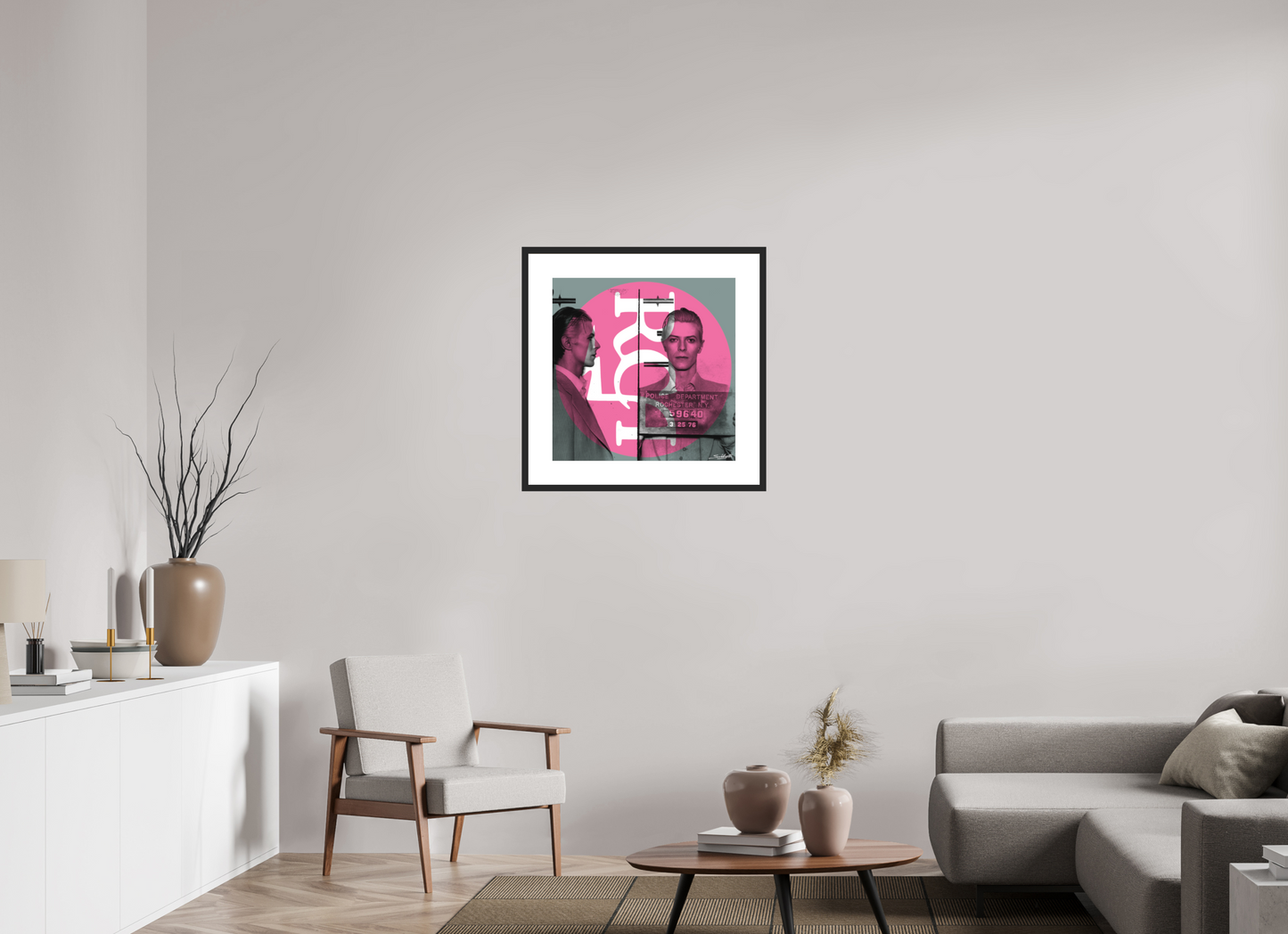 "RCA" David Bowie (Most Wanted)  mugshot art. print by artist Louis Sidoli. Available to purchase at Iconic Galleries. 