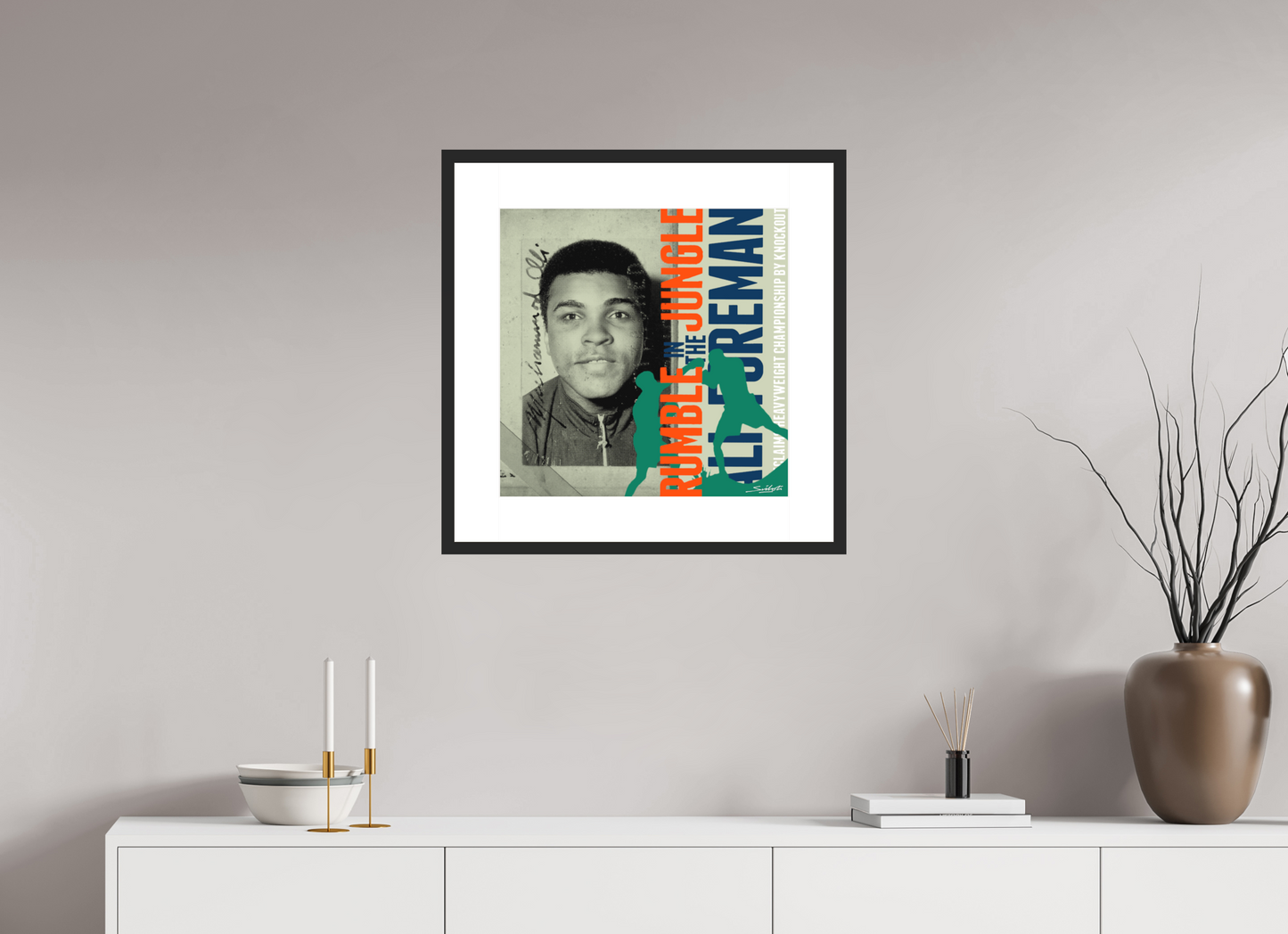 "Rumble In The Jungle" Muhammad Ali  print by artist Louis Sidoli. Available to purchase at Iconic Galleries. 