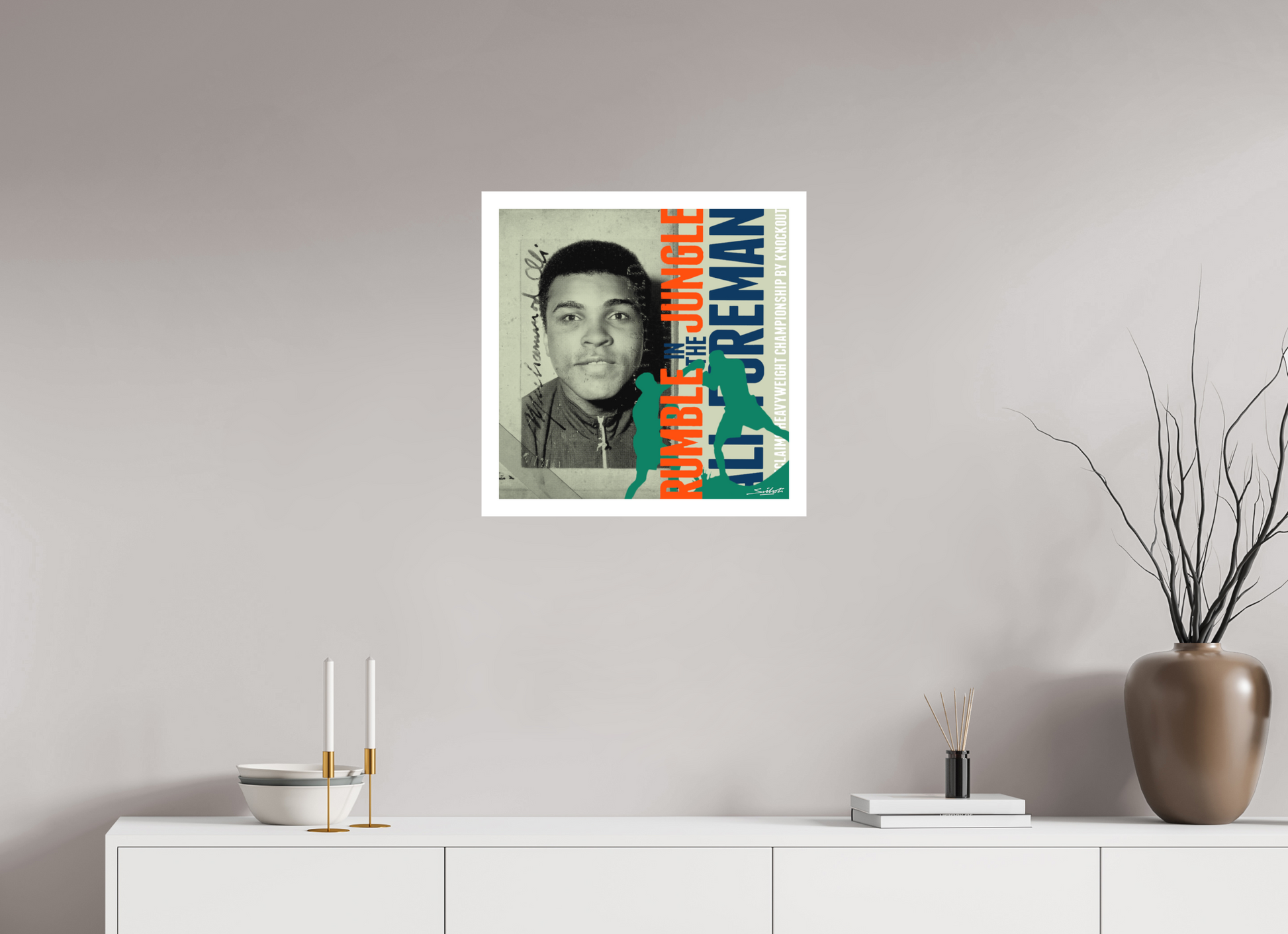 "Rumble In The Jungle" Muhammad Ali  print by artist Louis Sidoli. Available to purchase at Iconic Galleries. 