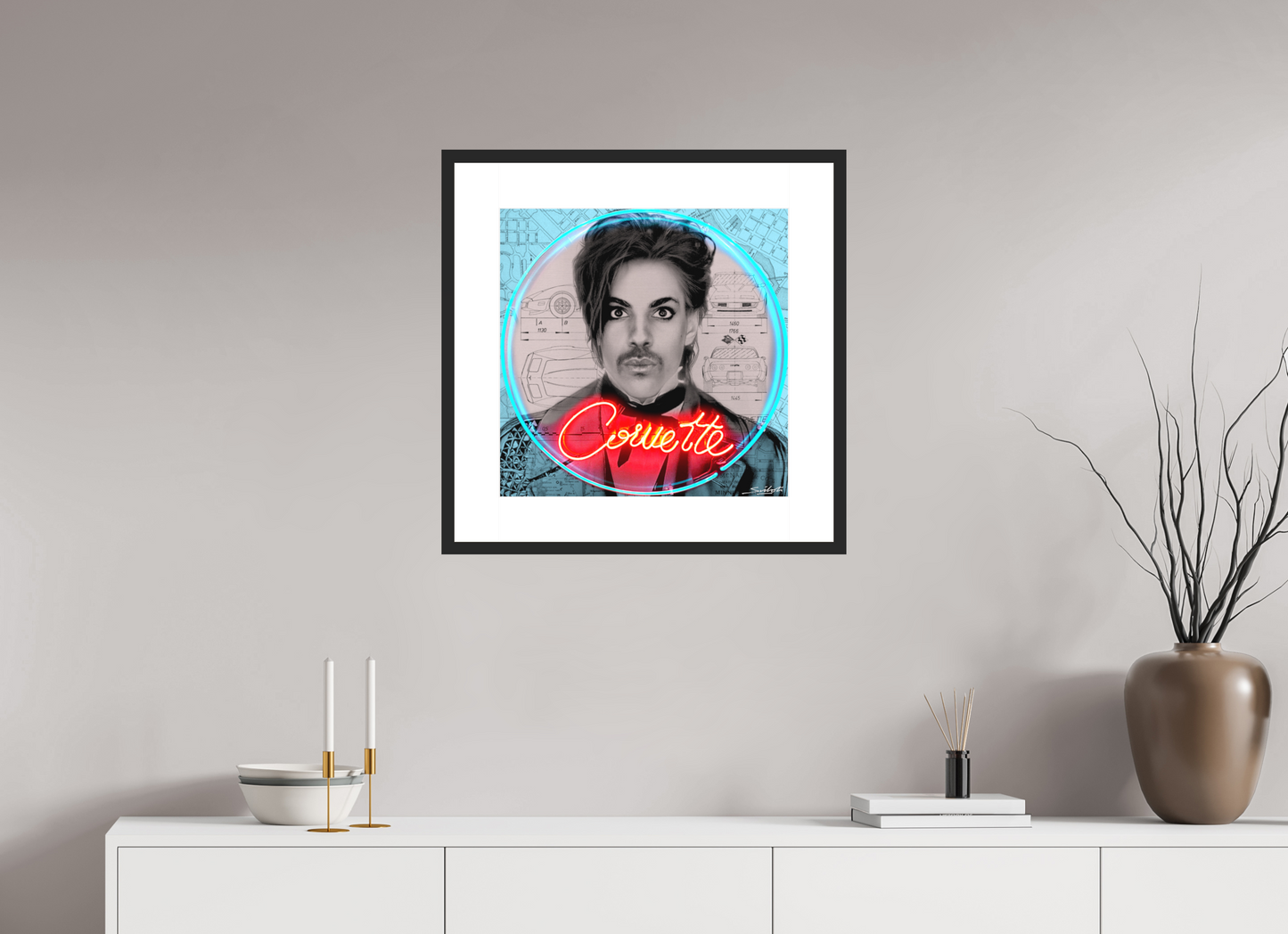 "Little Red Corvette" Prince print by artist Louis Sidoli. Available to purchase at Iconic Galleries 