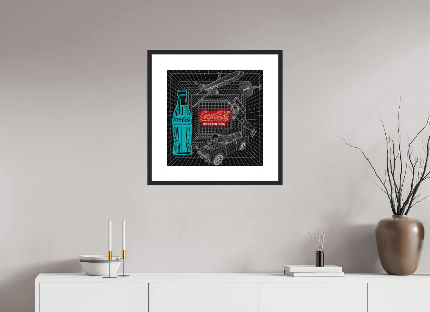 It's The Real Thing ( Coca Cola ). Neon digital print by artist Louis Sidoli. Available to purchase at Iconic Galleries.