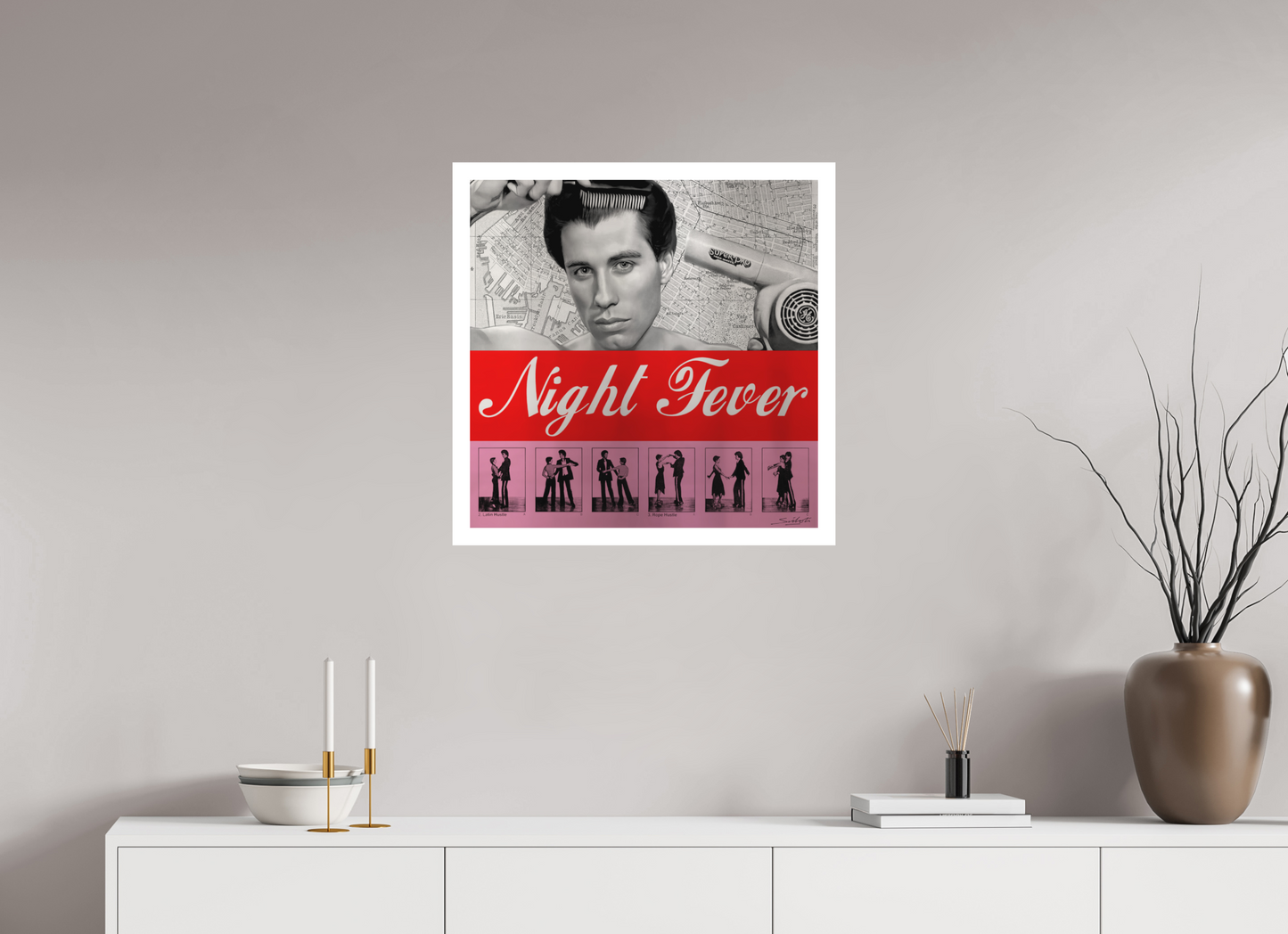 "Saturday Night Fever" John Travolta by artist Louis Sidoli. Available to purchase at Iconic Galleries