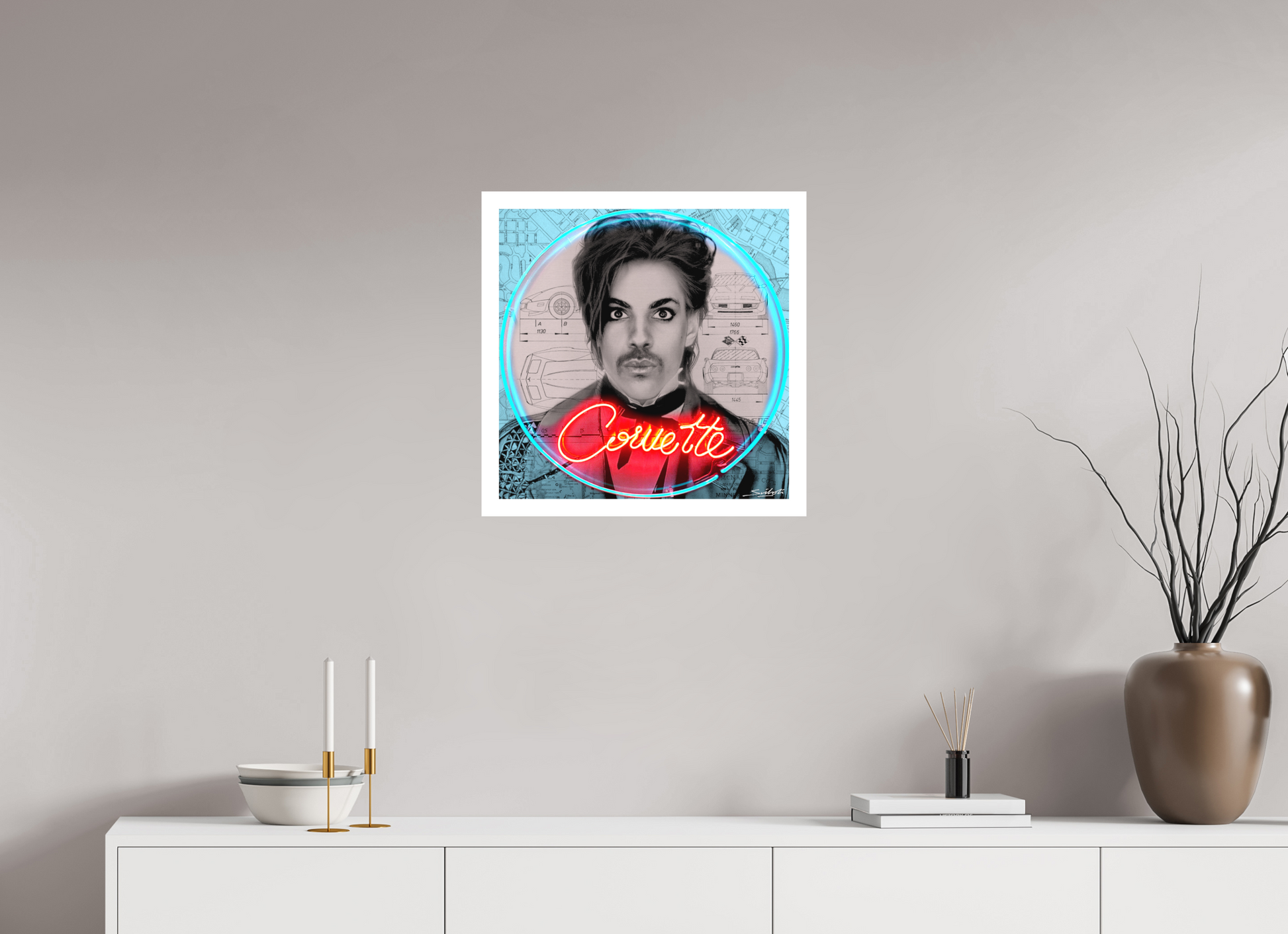 "Little Red Corvette" Prince print by artist Louis Sidoli. Available to purchase at Iconic Galleries 