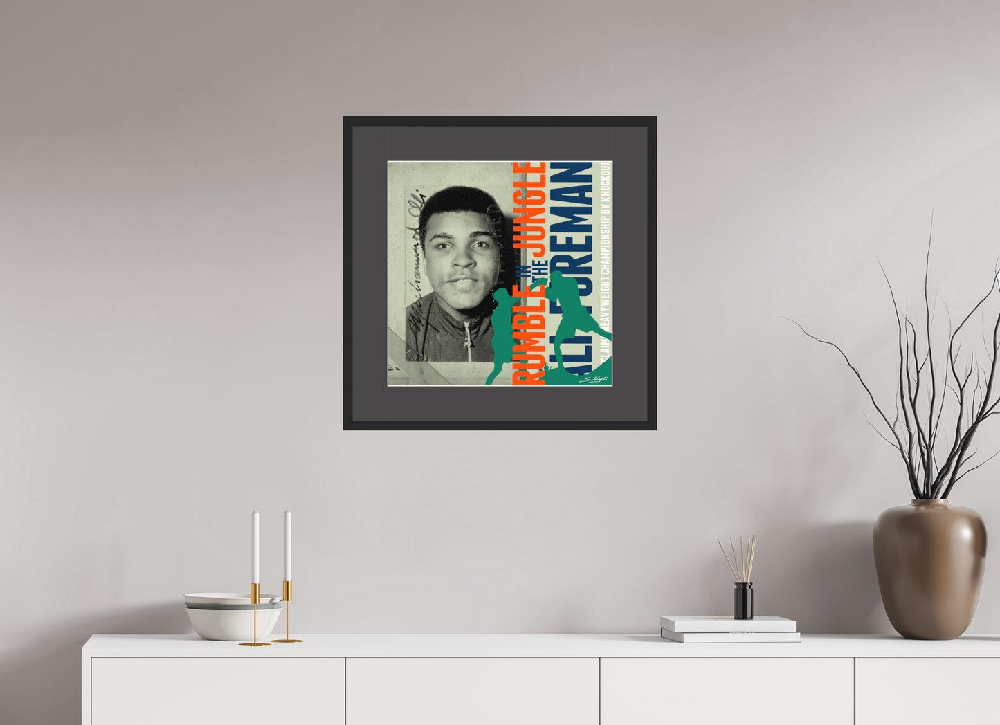 "Rumble In The Jungle" Muhammad Ali  print by artist Louis Sidoli. Available to purchase at Iconic Galleries. 