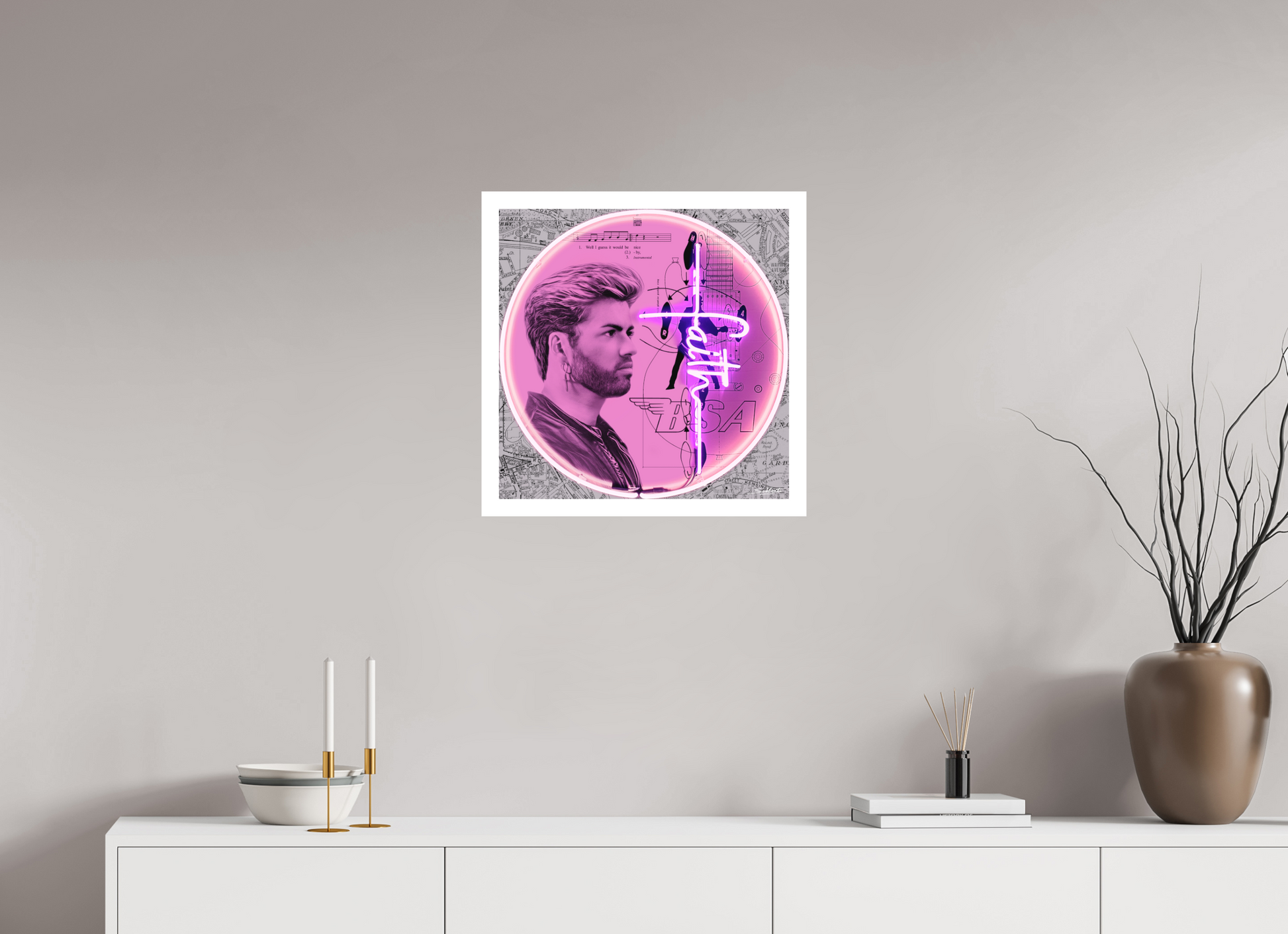 Faith ( George Michael ) Photographic pop-art print by artist Louis Sidoli. Available to purchase at Iconic Galleries. 