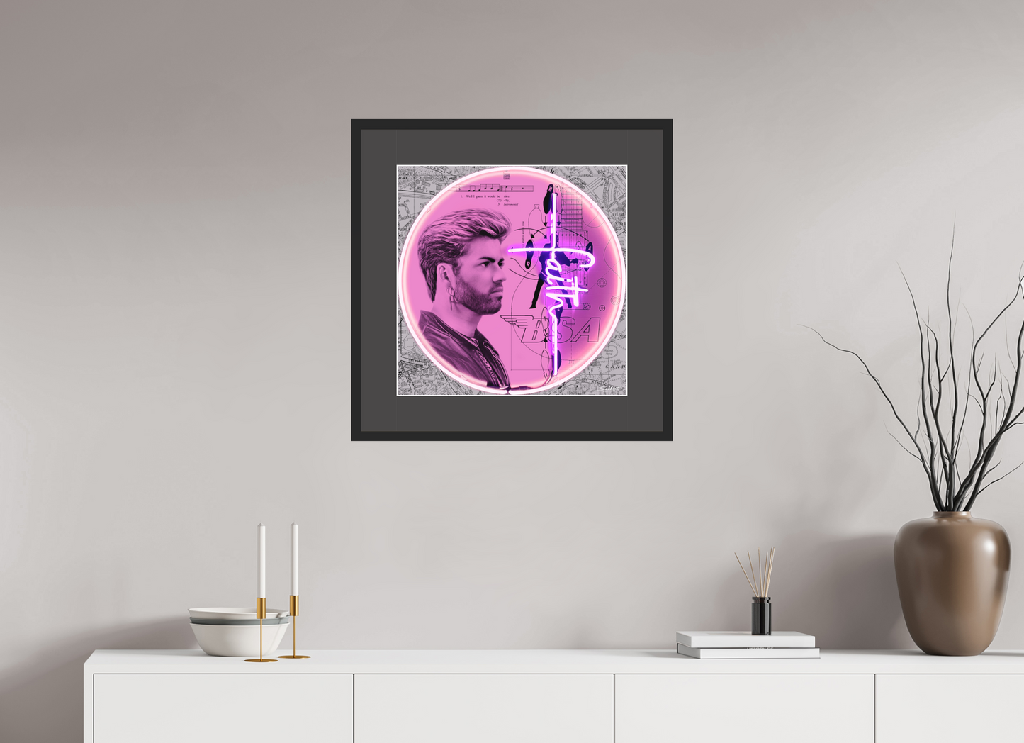 Faith ( George Michael ) Photographic pop-art print by artist Louis Sidoli. Available to purchase at Iconic Galleries. 