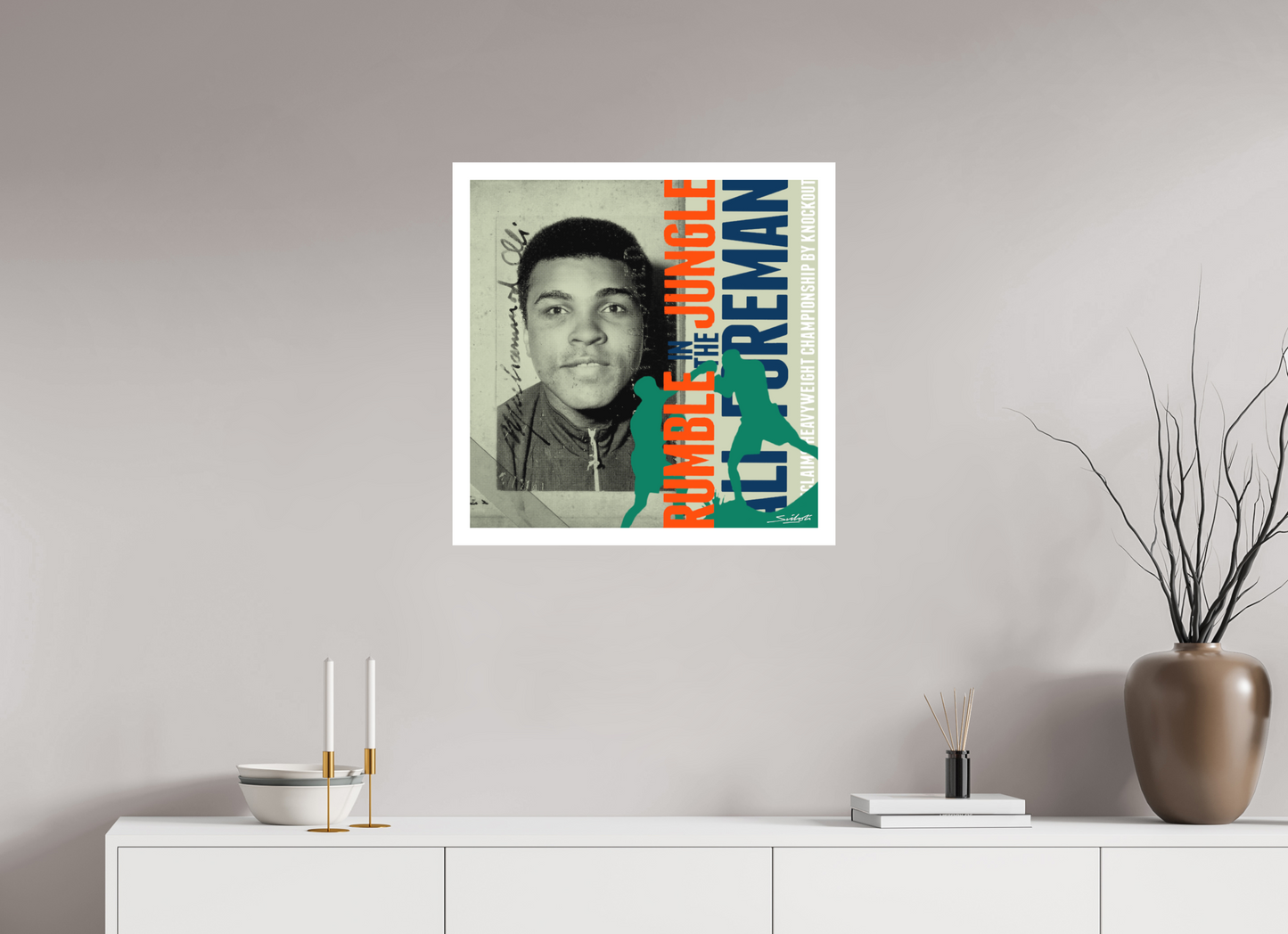 "Rumble In The Jungle" Muhammad Ali  print by artist Louis Sidoli. Available to purchase at Iconic Galleries. 