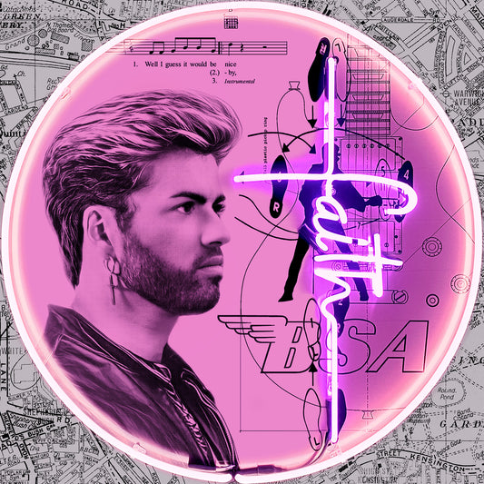 Faith ( George Michael ) Photographic pop-art print by artist Louis Sidoli. Available to purchase at Iconic Galleries. 