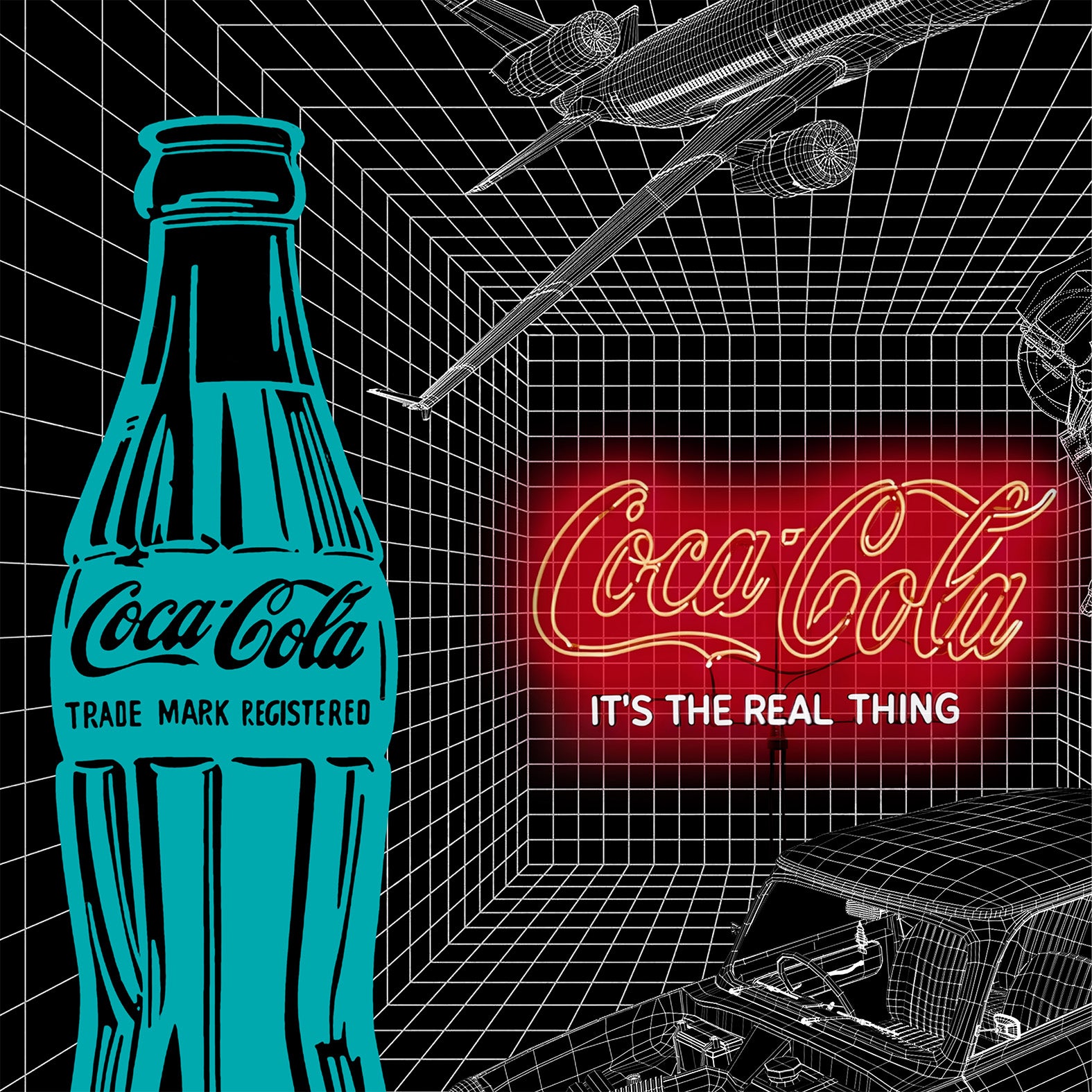 It's The Real Thing ( Coca Cola ). Neon digital print by artist Louis Sidoli. Available to purchase at Iconic Galleries.