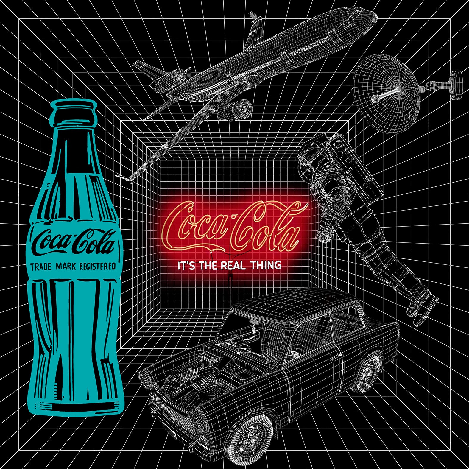 It's The Real Thing ( Coca Cola ). Neon digital print by artist Louis Sidoli. Available to purchase at Iconic Galleries.