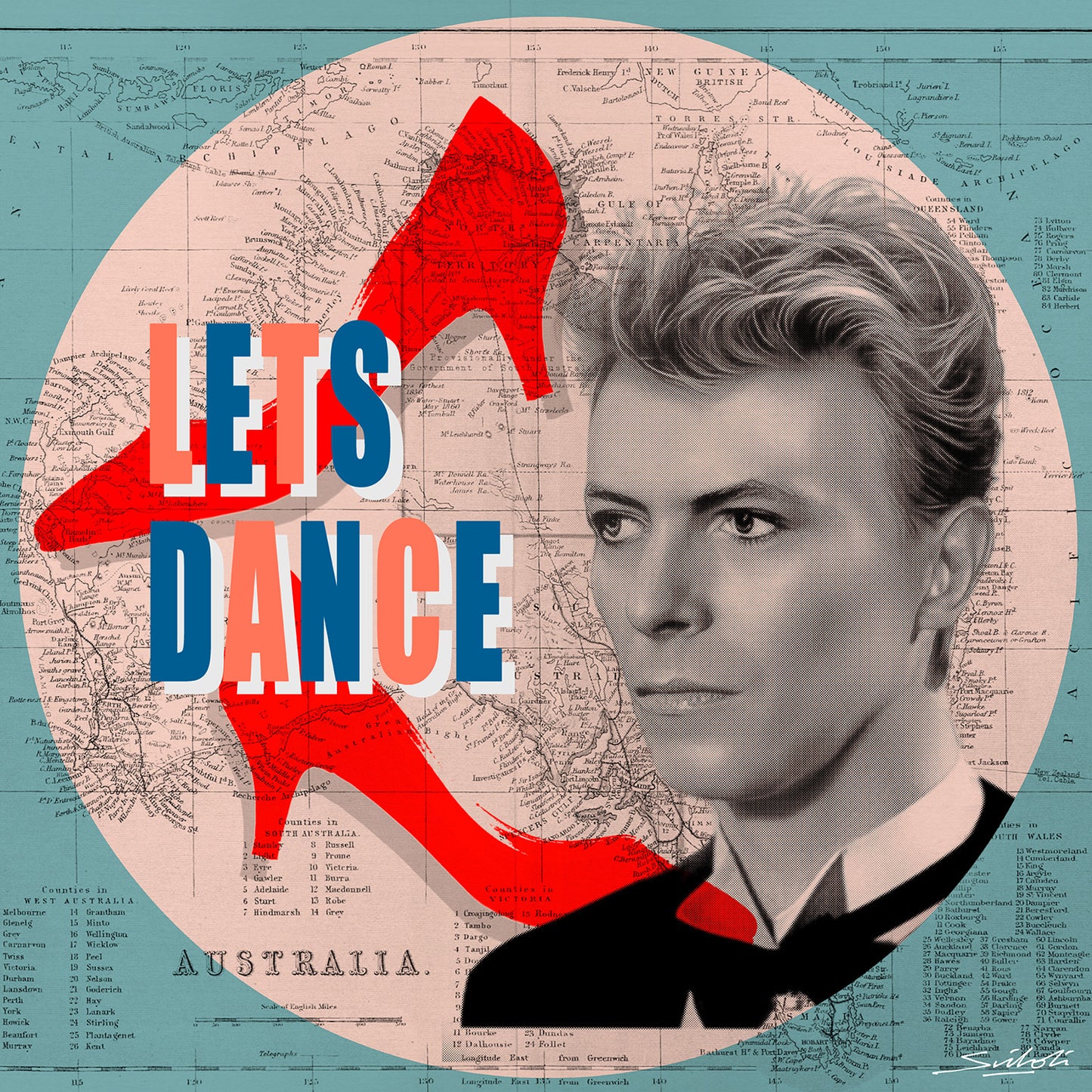 "Let's Dance" David Bowie print by artist Louis Sidoli. Available to purchase at Iconic Galleries. 