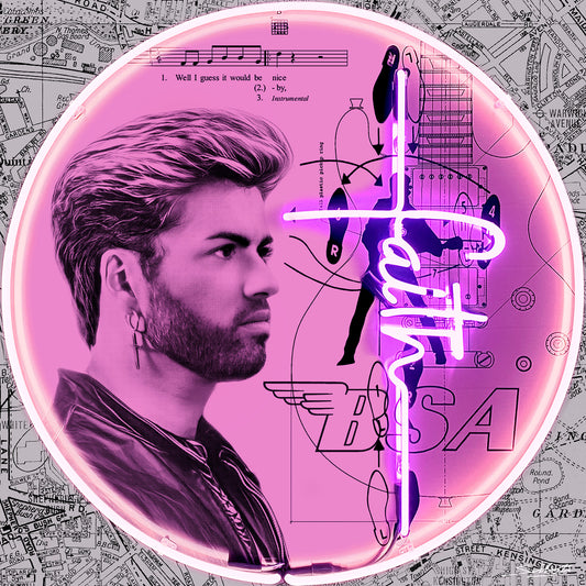 Faith ( George Michael ) Photographic pop-art print by artist Louis Sidoli. Available to purchase at Iconic Galleries. 