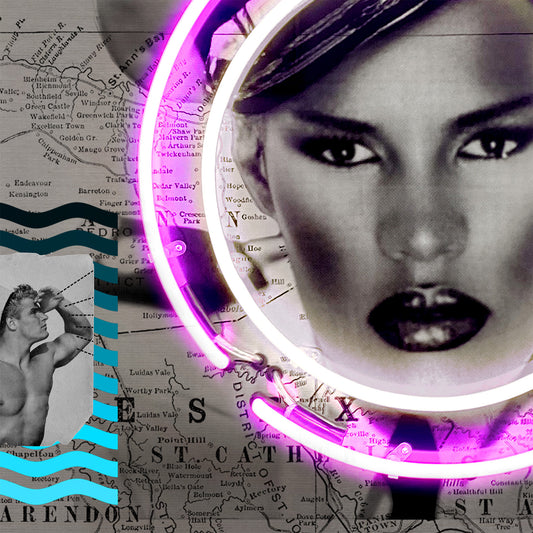 "I Need A Man" Grace Jones neon art print by artist Louis Sidoli. Available to purchase at Iconic Galleries. 