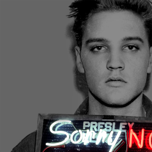 Elvis Presley  (Heartbreak Hotel ). Photographic print of original neon art by artist Louis Sidoli. Available to purchase at Iconic Galleries. 