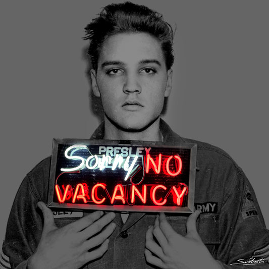Elvis Presley  (Heartbreak Hotel ). Photographic print of original neon art by artist Louis Sidoli. Available to purchase at Iconic Galleries. 