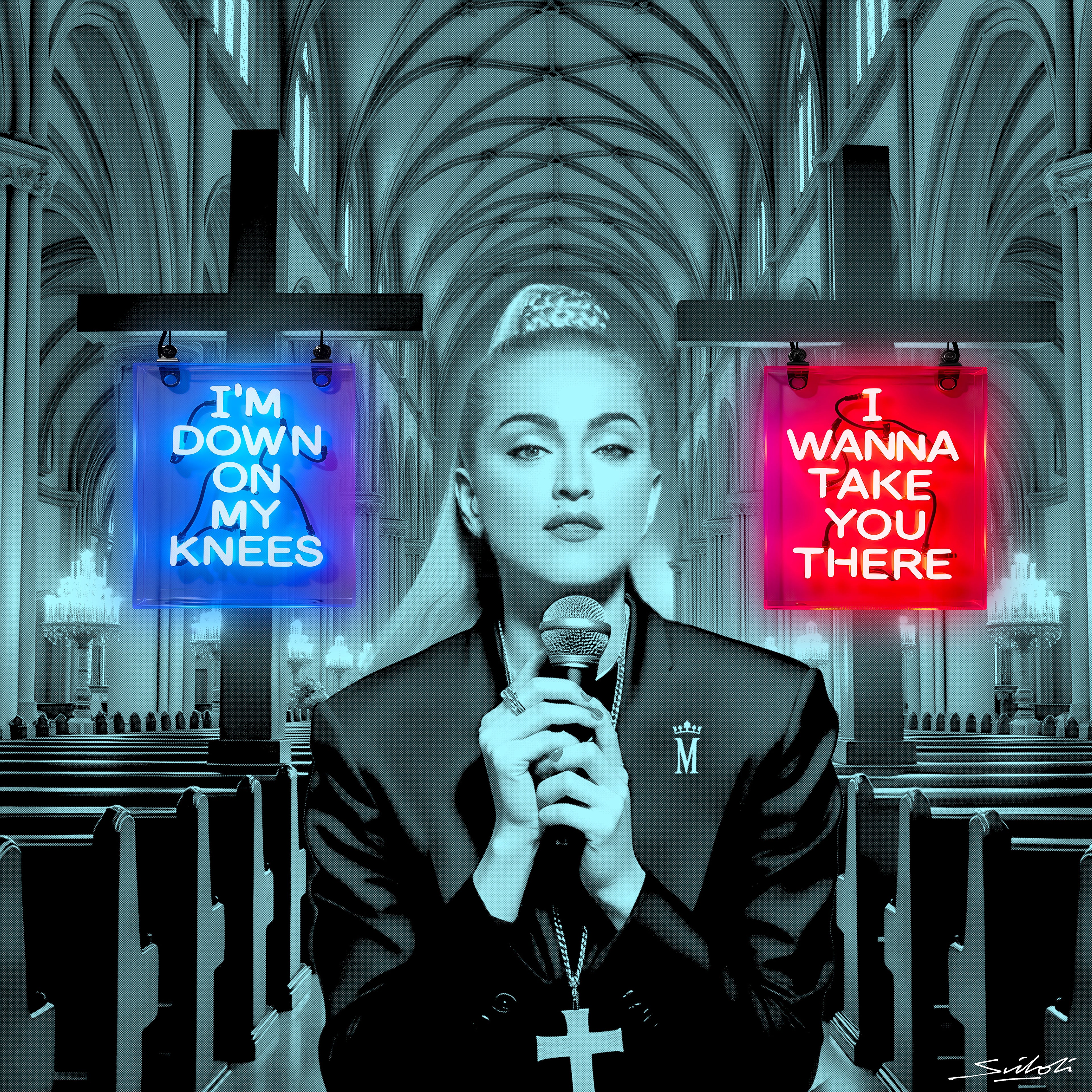 Madonna Like A Prayer neon art print by Louis Sidoli available at Iconic Galleries.