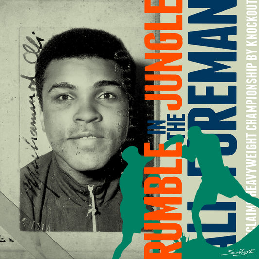 "Rumble In The Jungle" Muhammad Ali  print by artist Louis Sidoli. Available to purchase at Iconic Galleries. 